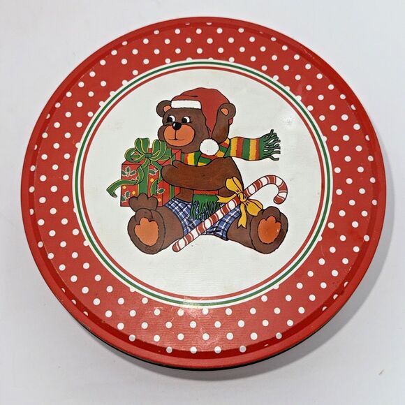 Vintage Decorative Christmas Teddy BearNesting Tins Canisters Set of 3 1980s - Picture 8 of 16